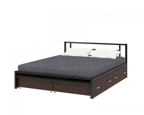 Двуспальная кровать Титан черный с ящиками-1