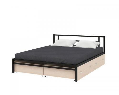 Двуспальная кровать Титан черный с ящиками-3