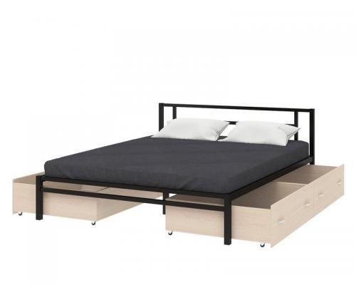 Двуспальная кровать Титан черный с ящиками-4