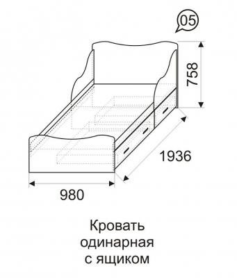 Кровать на 900 с ящиками (комплектация 1) Принцесса 05-1