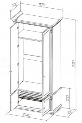 Шкаф 2-х створчатый с зеркалами Б5.15-2 (орех)-2