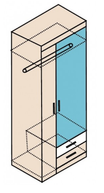 Шкаф для одежды Н10з с зеркалом Ника-1