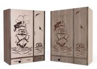 Шкаф 3-х дверный Pirat комбинированный