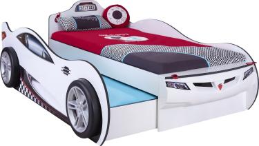 Кровать-машина Coupe c выдвижной кроватью белая Carbed 1310
