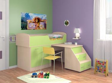 Кровать-чердак Дюймовочка 2 салатовый