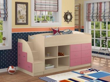 Кровать-чердак Дюймовочка 4/1 розовый