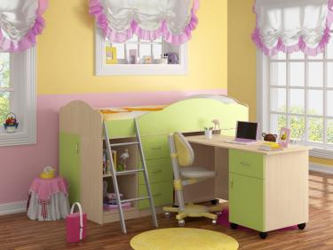 Кровать-чердак Дюймовочка 5/2 салатовый