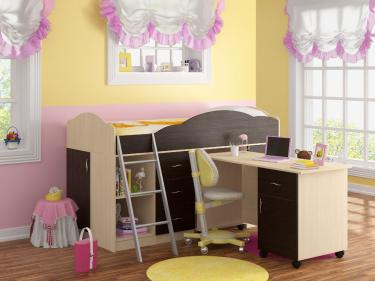 Кровать-чердак Дюймовочка 5/2 венге