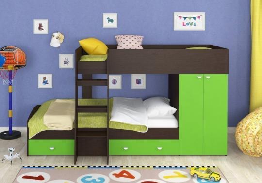 Двухъярусная кровать Golden Kids-2 (венге/зеленый)
