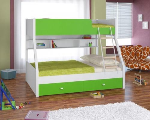 Двухъярусная кровать Golden Kids-3 (белый/зеленый)