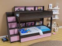 Двухъярусная кровать Golden Kids 10 (венге/розовый)