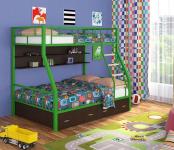 Двухъярусная кровать Радуга зеленый/венге