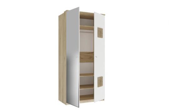 Шкаф двухстворчатый с 1 зеркалом и декор. накладками Фиджи ЛД 659.241 Белый Экспо