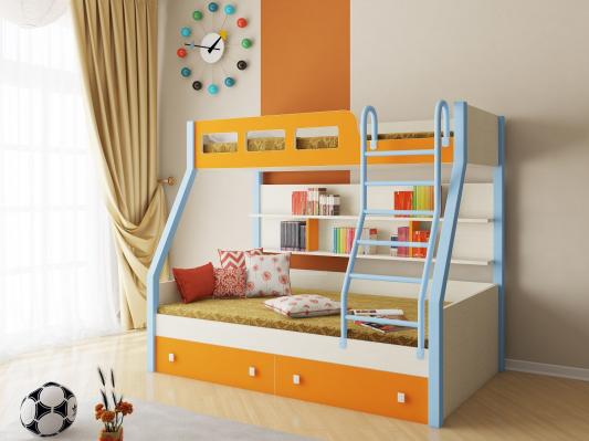 Двухъярусная кровать Рио (голубой/оранжевый)