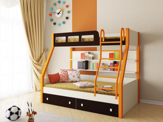 Двухъярусная кровать Рио (оранжевый/венге)