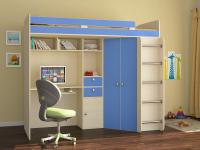 Кровать-чердак Астра синий