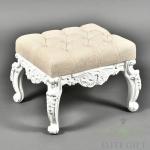 Банкетка малая (EL 4400) White snow, рогожка бежевая светлая