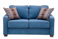 Диван Toby 2-мест синий с кофейным кантом раскладной
