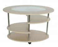 Стол журнальный Эллипс+стекло (Дуб белый)