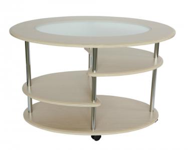 Стол журнальный Эллипс+стекло (Дуб белый)