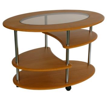 Стол журнальный Эллипс+стекло (Вишня)
