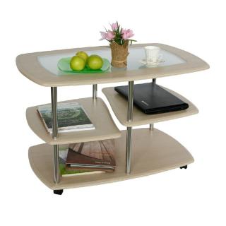 Стол журнальный Эстет + стекло (Дуб белый)