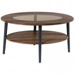 Стол журнальный "Эль" со стеклом СЖС-01 (Грецкий орех)