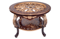 Стол журнальный кругл стекло Версаль орех