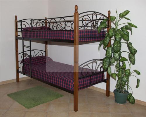 Двухъярусная кровать Арзу - DD (металл-черный/дерево- т.орех)