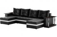 Диван Атланта П со столом (Эко-кожа Черный)