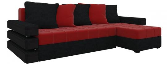 Угловой диван Венеция (Красный+Черный)