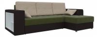 Угловой диван Атлантис (Зеленый+Коричневая Эко-кожа)