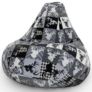 Кресло Мешок Груша с Оленями Ч/Б