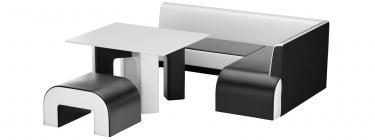 Кухонный уголок Кармен (Эко-кожа Черный+Белый)