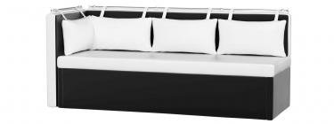 Кухонный диван Метро с углом (Эко-кожа Белый Черный)