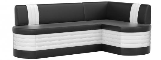 Кухонный угловой диван Токио (Эко-кожа Черный Белый)