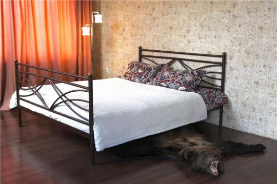 Кровать двуспальная "Мираж" с изножьем (160х200/металлическое основание) Коричневый бархат