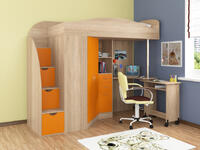 Кровать-чердак Теремок 1 Гранд оранжевый