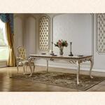 Стол обеденный 2.4 (2.8-3.2) Бьянка (Цвет: Слоновая кость Ивори + Золото)